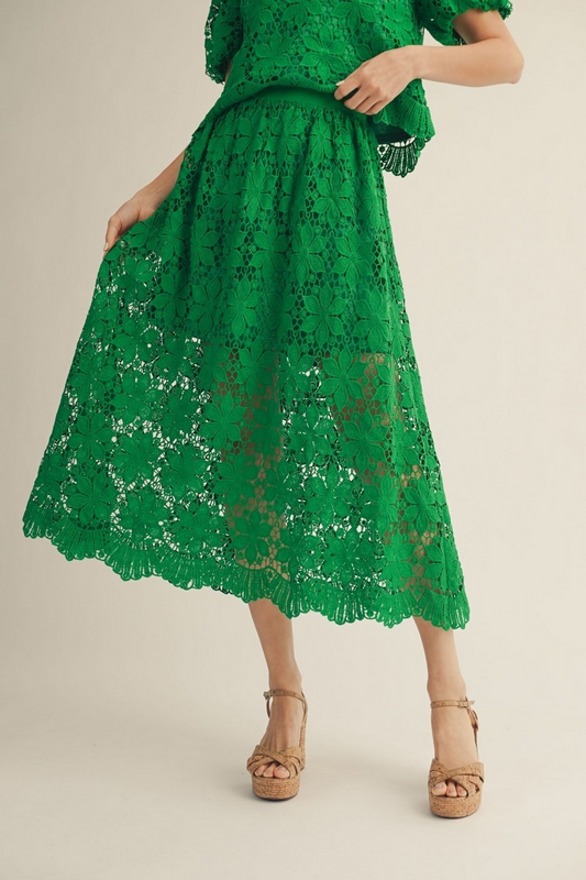 Greta Scalloped Lace Midi Skirt