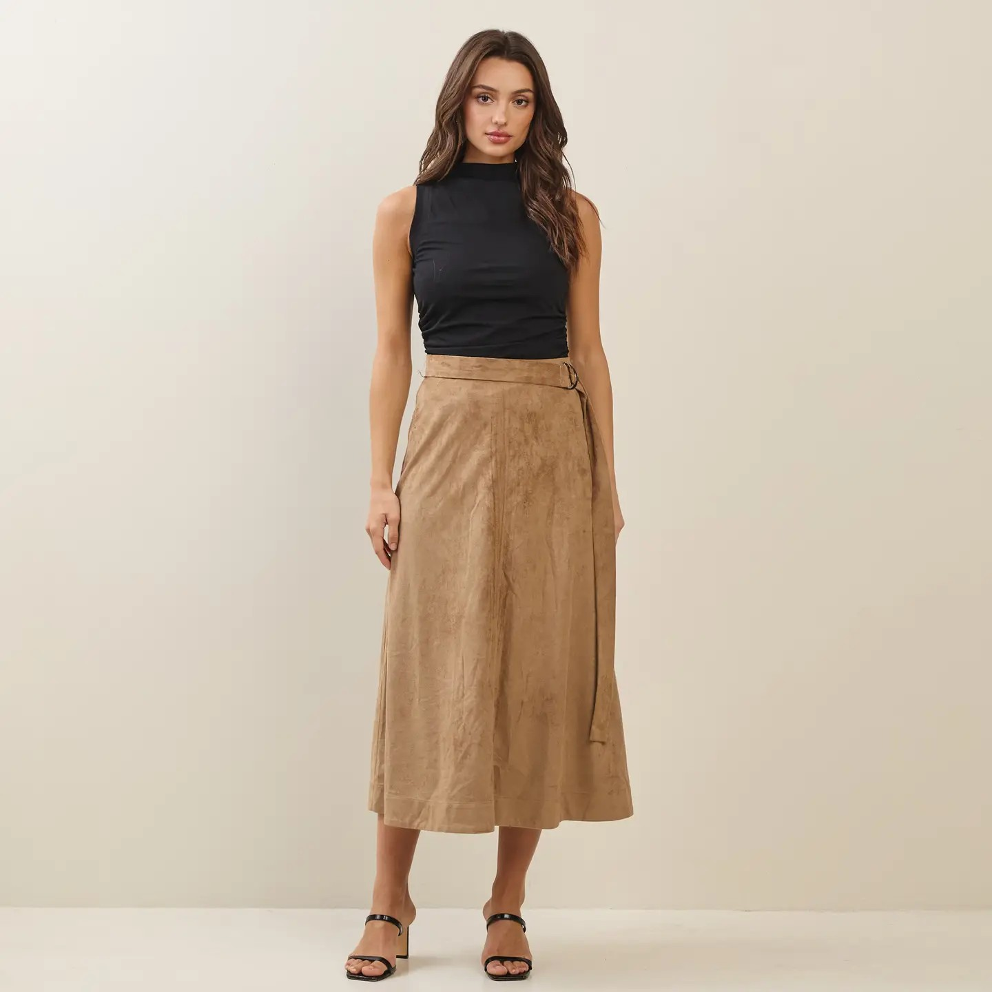 Raegan Belted Suede Skirt