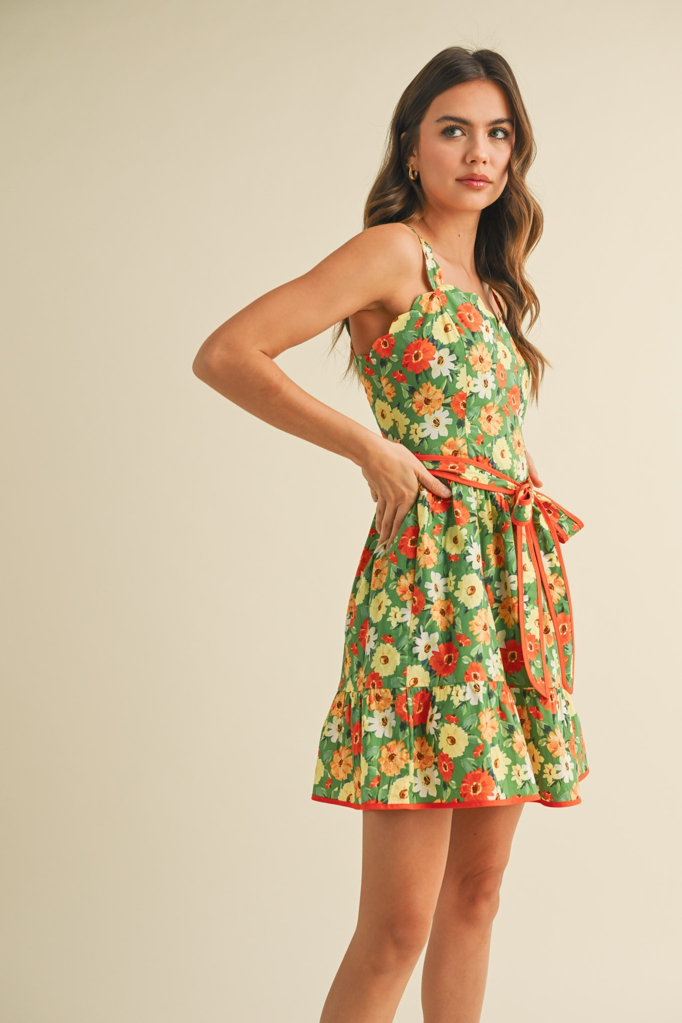 Mildred Floral Scalloped Dress