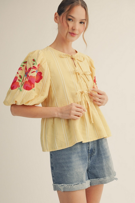 Georgia Embroidered Peplum Top