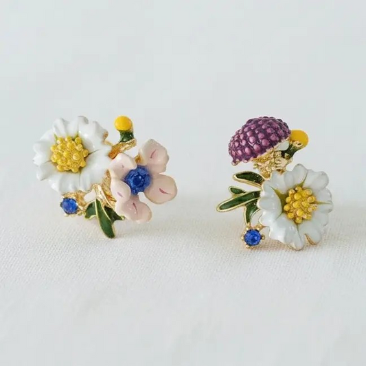 Drip Glaze Floral Earrings