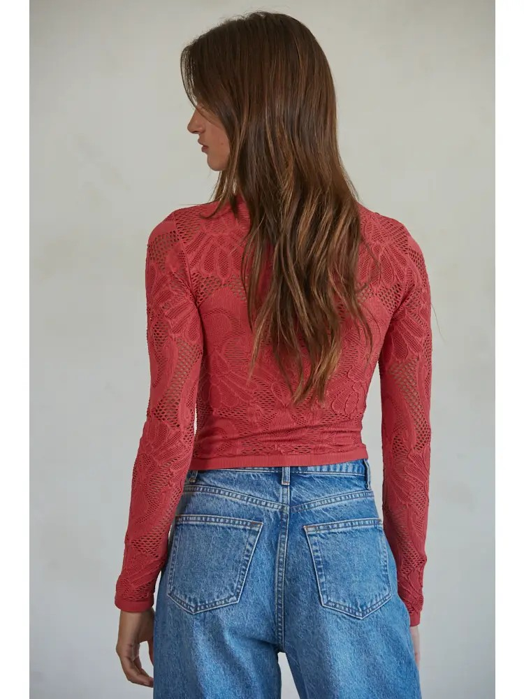 Gia Jacquard Mock Neck Top