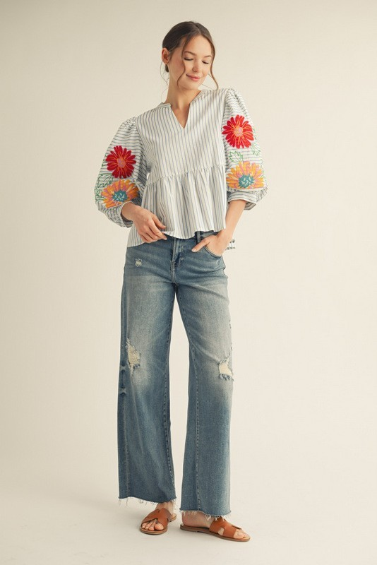 Hailey Embroidered Floral Top