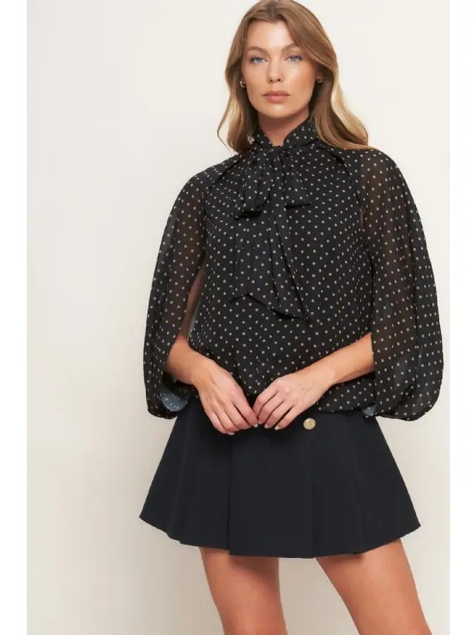 Bobi Capelet Dot Blouse