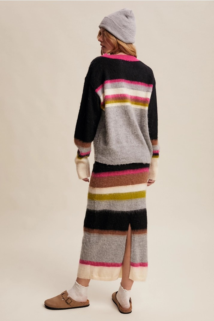 Dollie Striped Sweater Midi Skirt