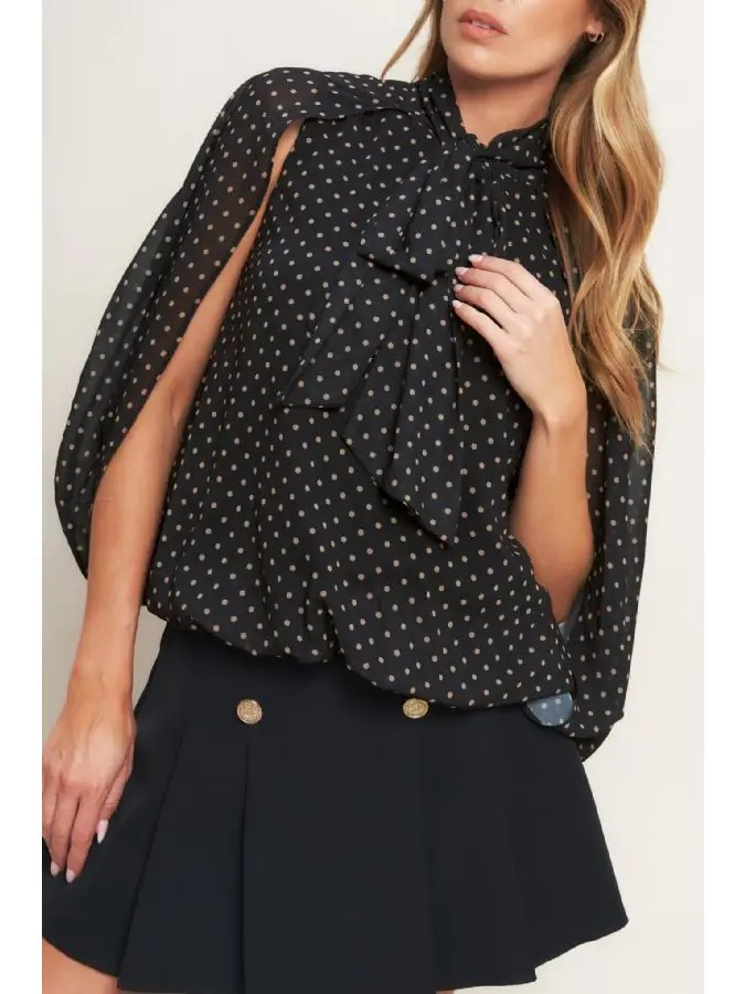 Bobi Capelet Dot Blouse