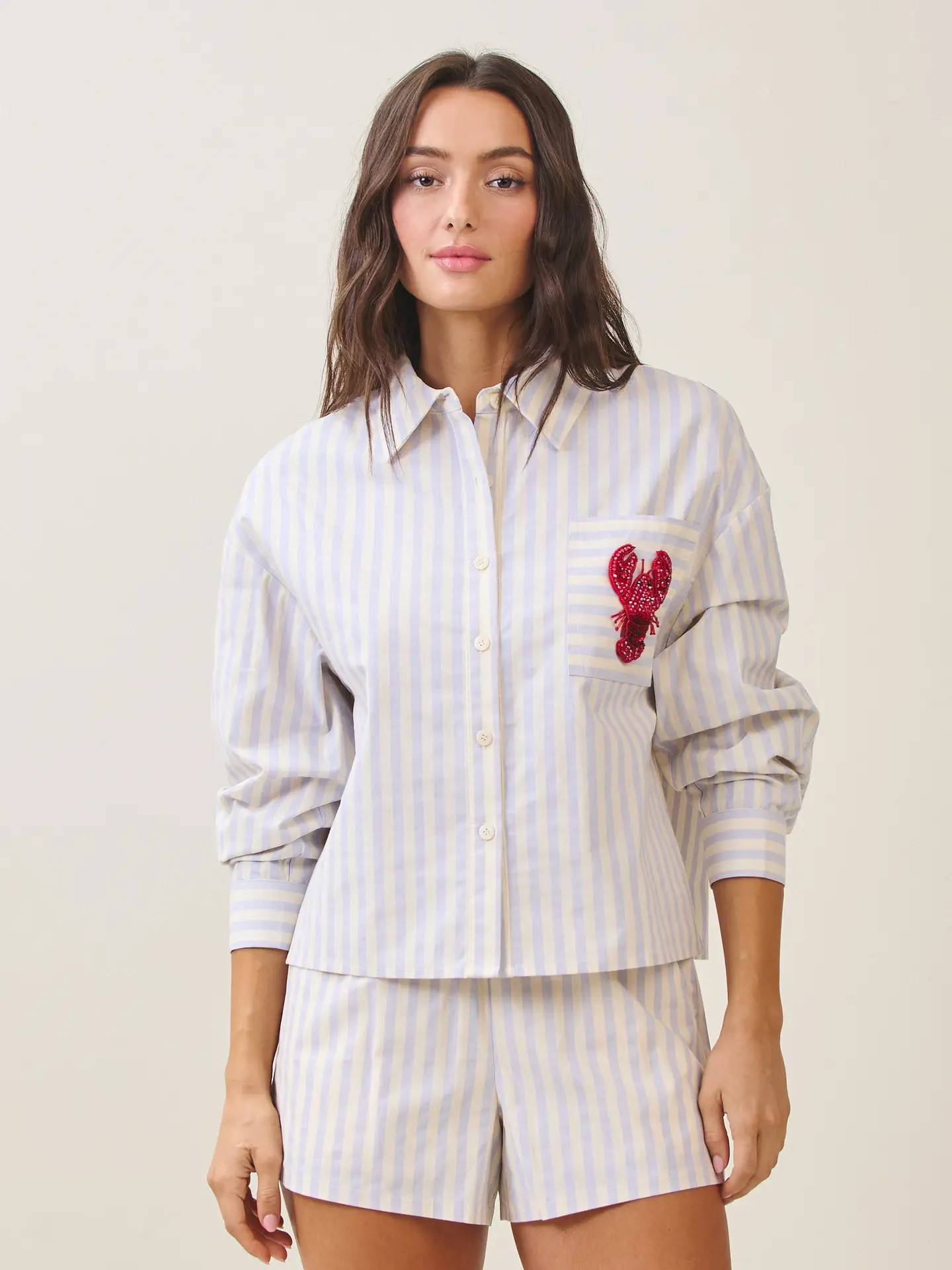 Coastal Spice Lobster Striped Top