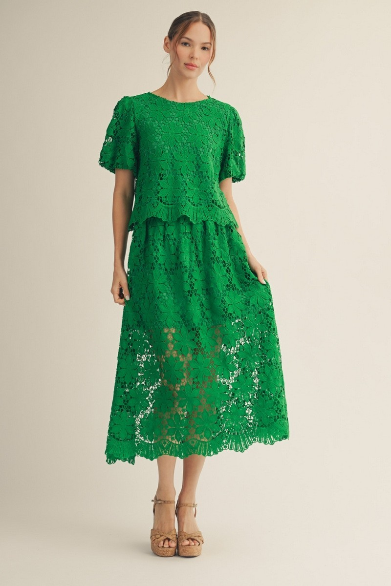 Greta Scalloped Lace Midi Skirt