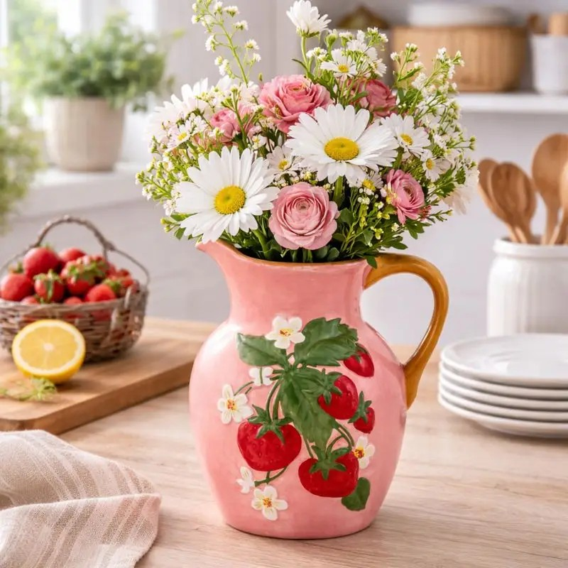 Strawberry Floral Pitcher