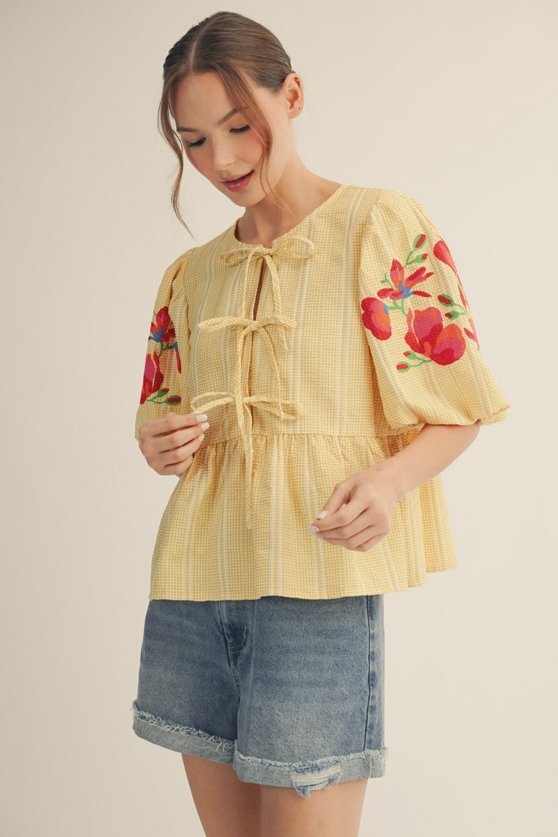 Georgia Embroidered Peplum Top