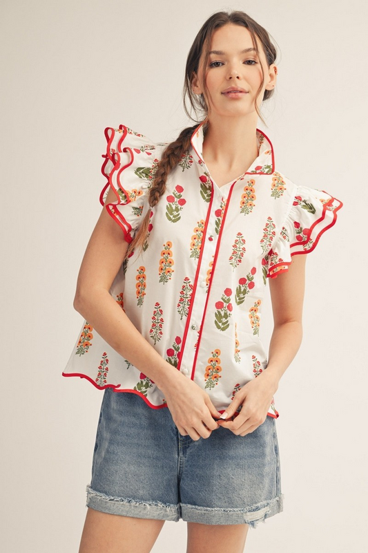 Juniper Scalloped Floral Top