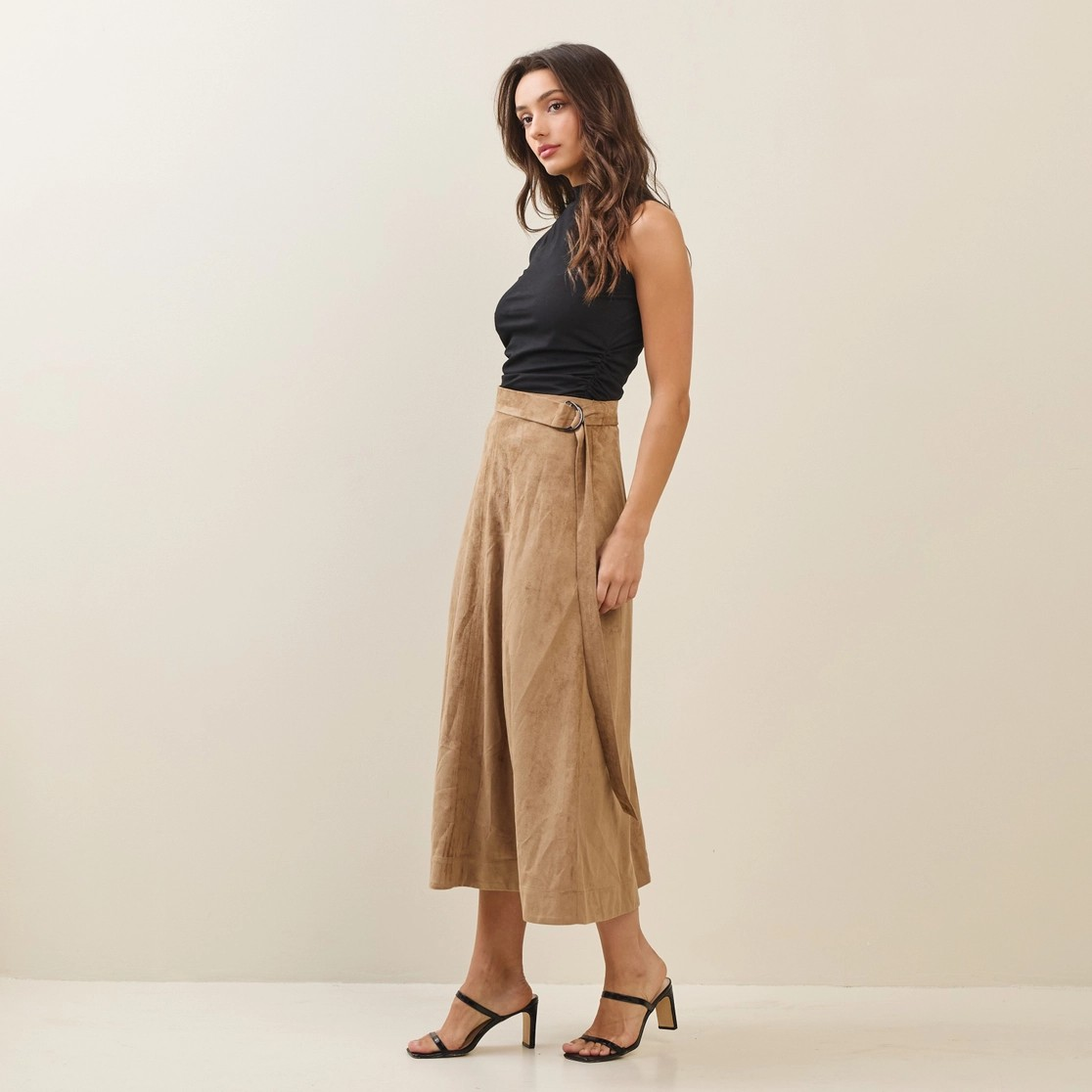 Raegan Belted Suede Skirt