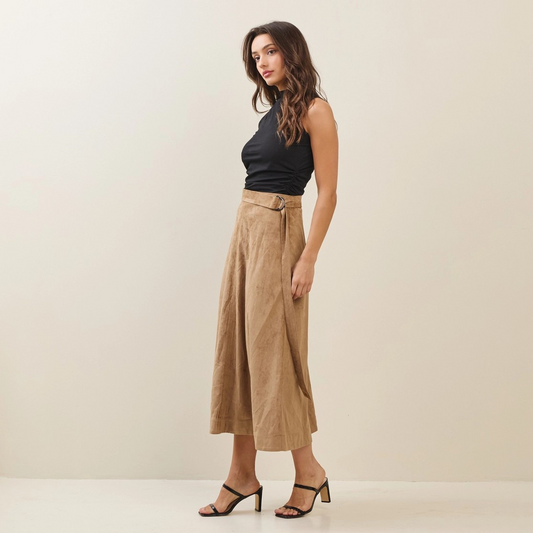 Raegan Belted Suede Skirt