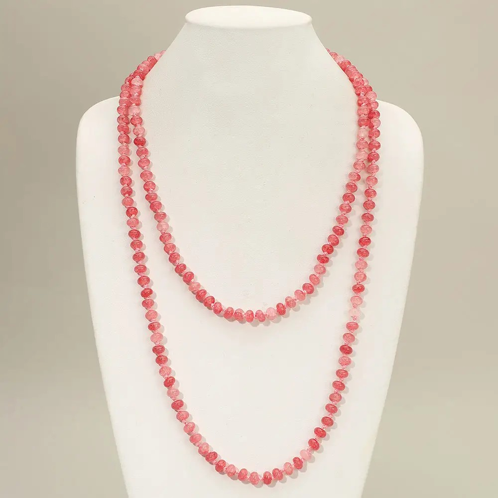 Marbled Bead Long Necklace