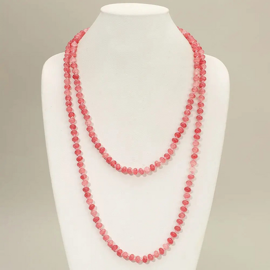 Marbled Bead Long Necklace