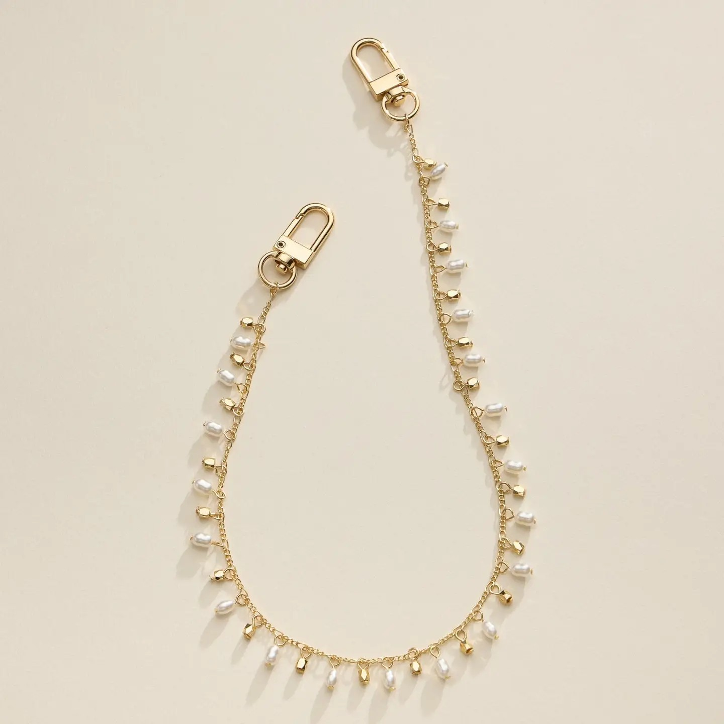 Gold Chain & Pearl Bag Charm