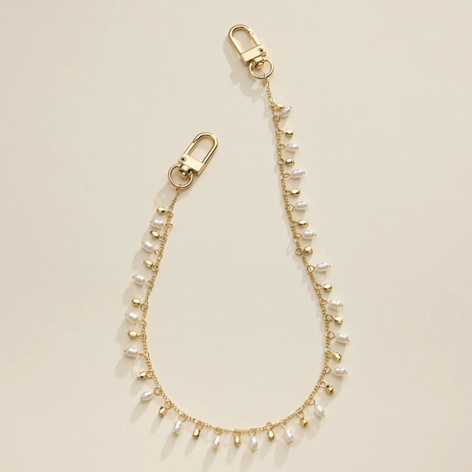 Gold Chain & Pearl Bag Charm