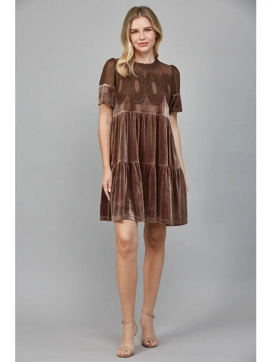 Delilah Velvet & Lace Dress