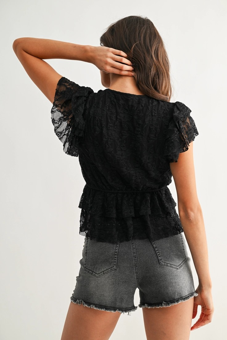 Emry Lace Ruffle Blouse