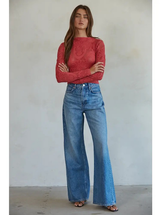 Gia Jacquard Mock Neck Top