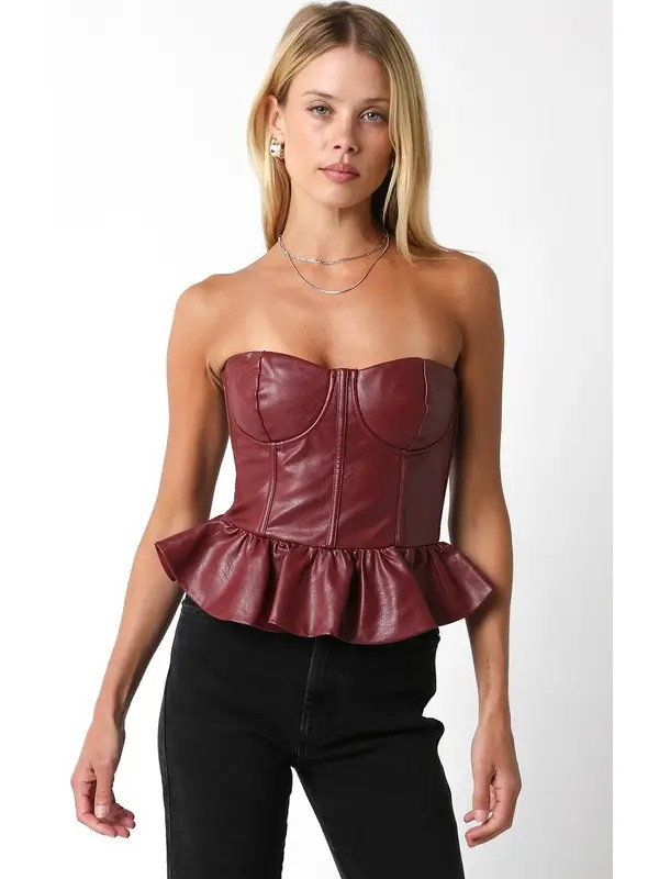 Celine Faux Leather Peplum