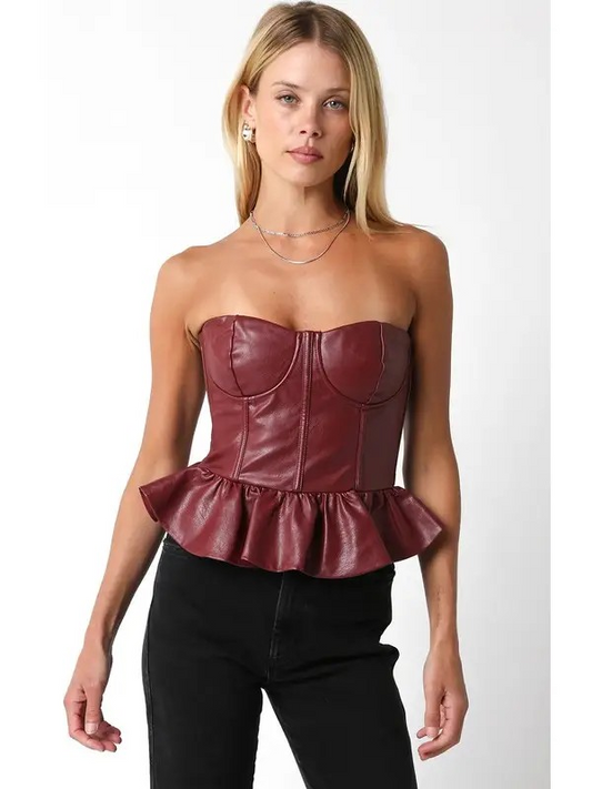 Celine Faux Leather Peplum