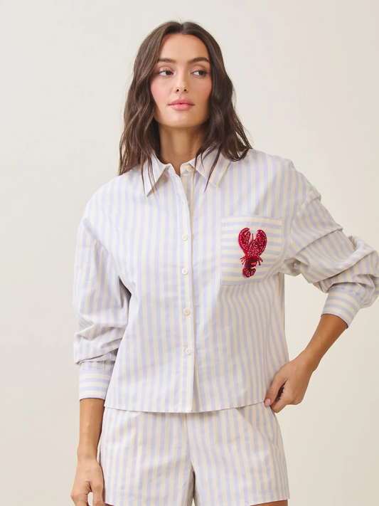 Coastal Spice Lobster Striped Top