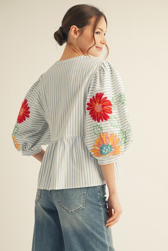 Hailey Embroidered Floral Top