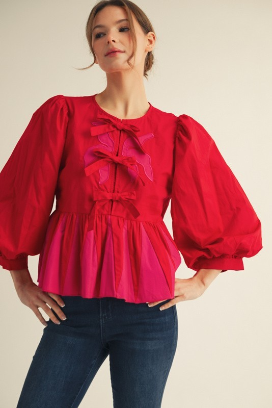 Soirée Contrast Bow Peplum