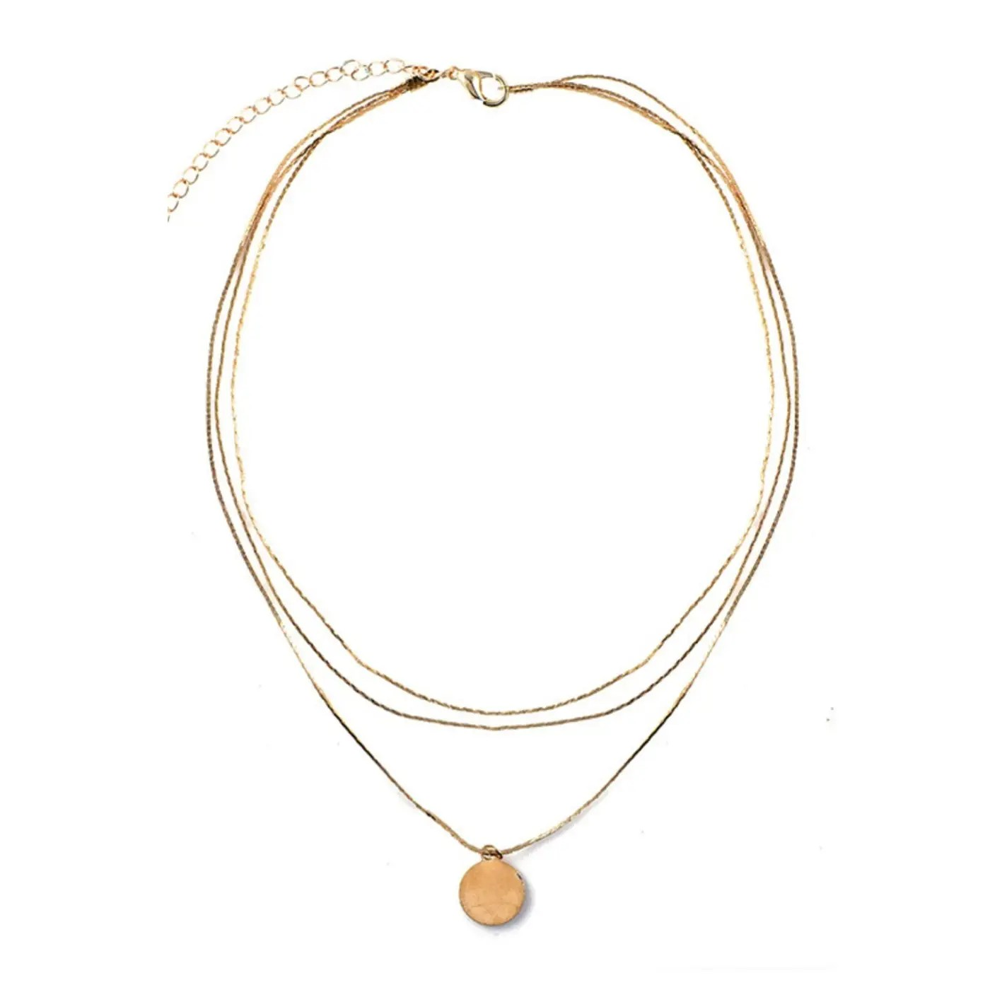 Gold Disc Layered Necklace
