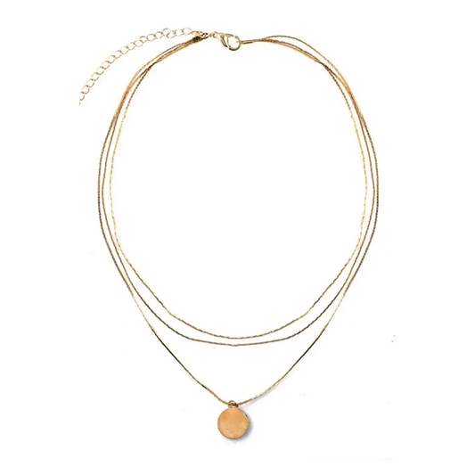 Gold Disc Layered Necklace