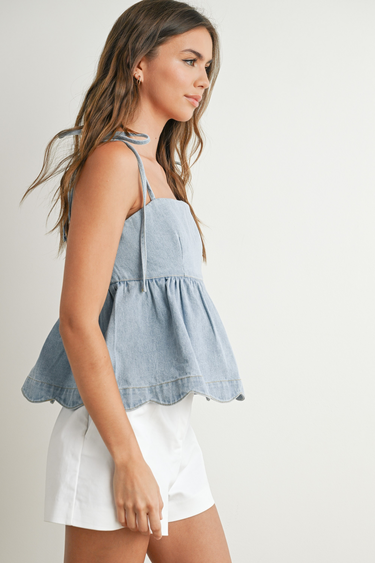 Denim Does It Tie Strap Top