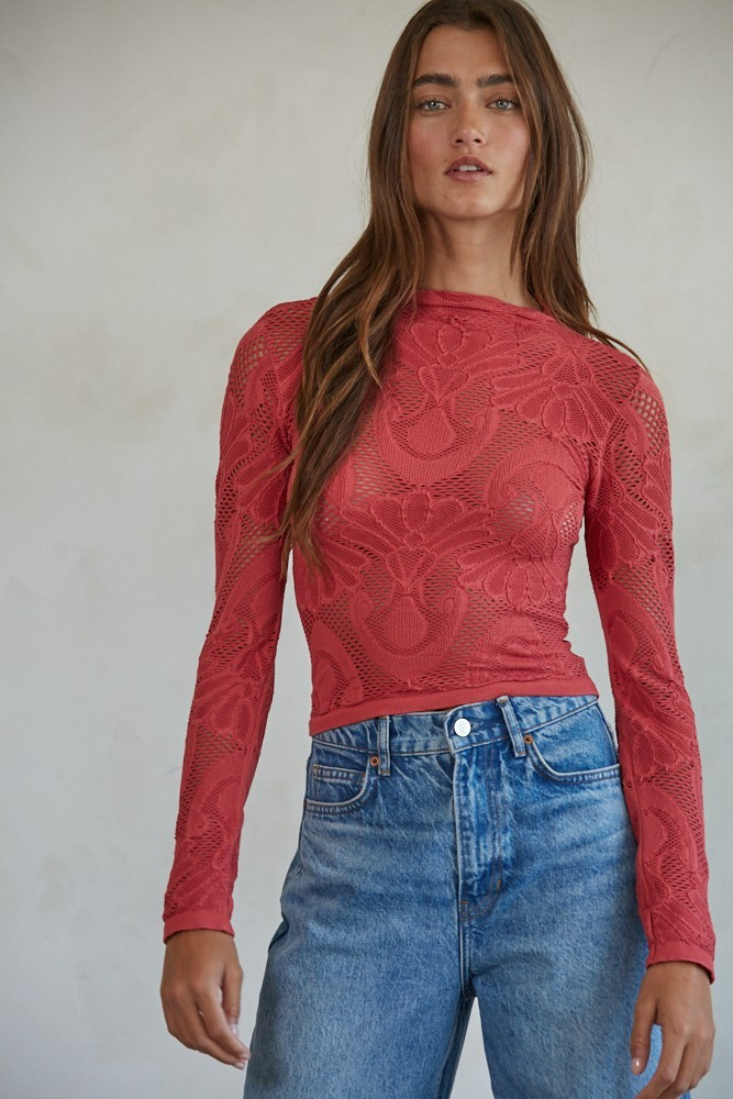 Gia Jacquard Mock Neck Top